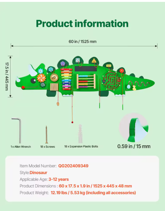 Panneau Mural d’Activités Montessori