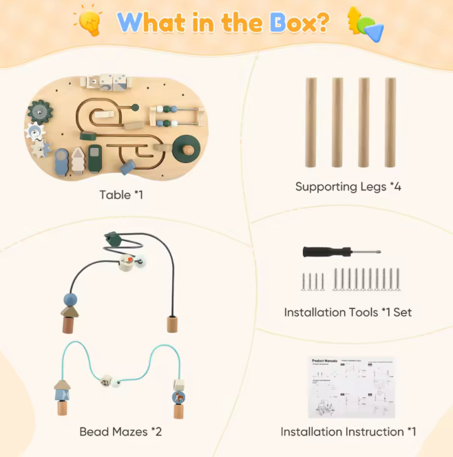 Table d’Activités Sensorielle Montessori en Bois