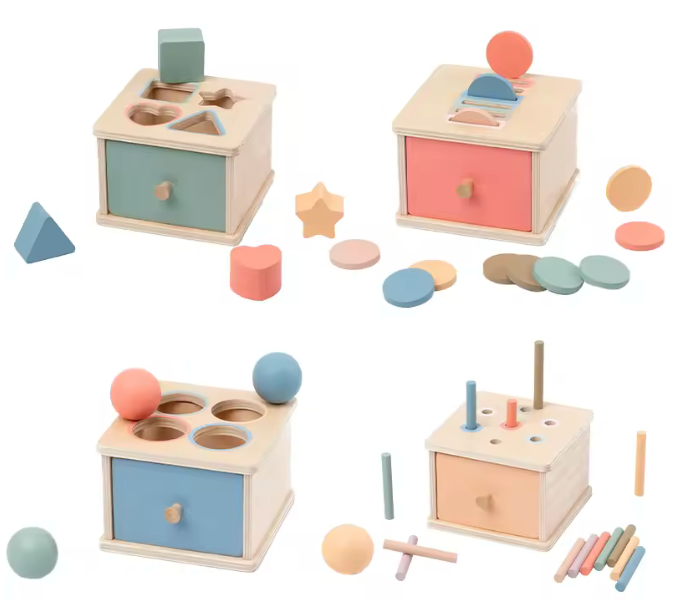 Boîte Montessori de Permanence d’Objets en Bois